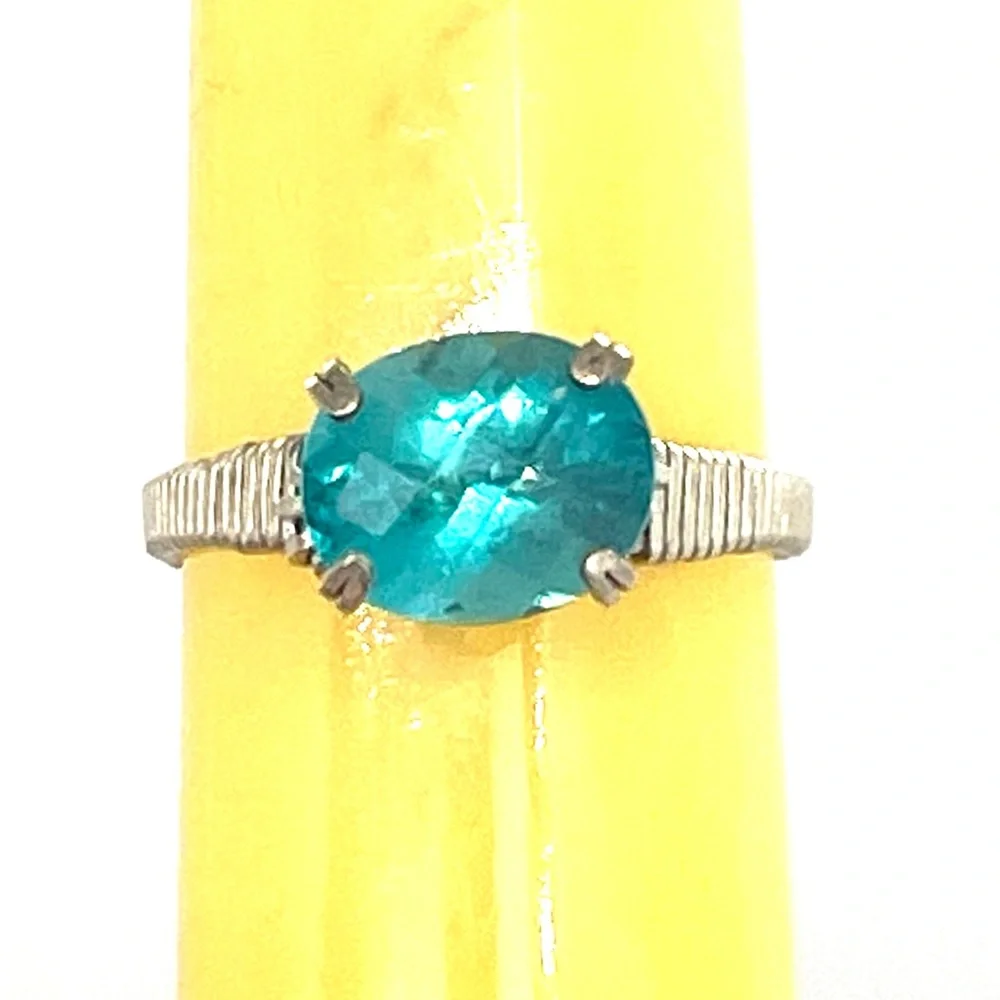 Sterling Wire Wrapped Tourmaline Ring Sz. 10